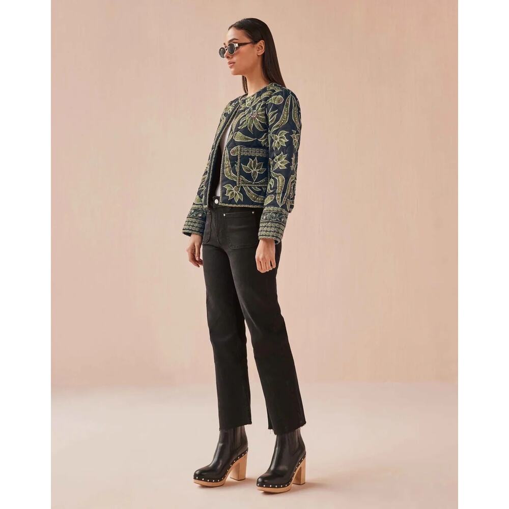 NWT Omika LIghtweight Quilted Finley Floral Jacket Alexia Onyx Black Green Large - Picture 8 of 8